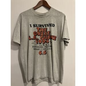 Men’s Early 90s Great L.A. Quake Vintage Single Stitch Tee Size XL Pre-owned